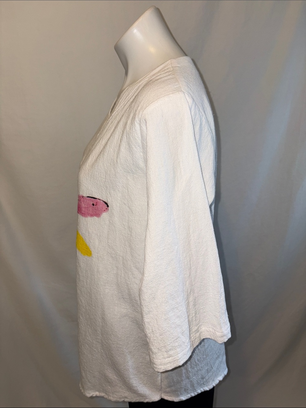 Cotton Made Casual White V-Neck Dragonfly Print Blouse - Multicolor Accent - Picture 6 of 7